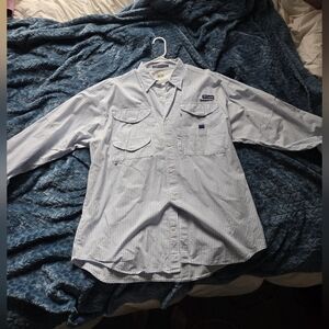 Columbia Blue Checkered Button Up